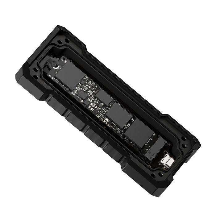 Asus TUF Gaming A2 Boîtier SSD Externe USB-C 3.2 Gen 2x2 Dual M.2 NVMe/SATA (Jusqu'à 20 Gbps), IP68, Résistant MIL-STD-810H, Q-Latch, Compatible PC, Mac, PS5, Xbox