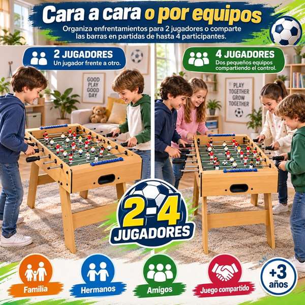 JugaToys Futbolín de madera 121x161x86cm
