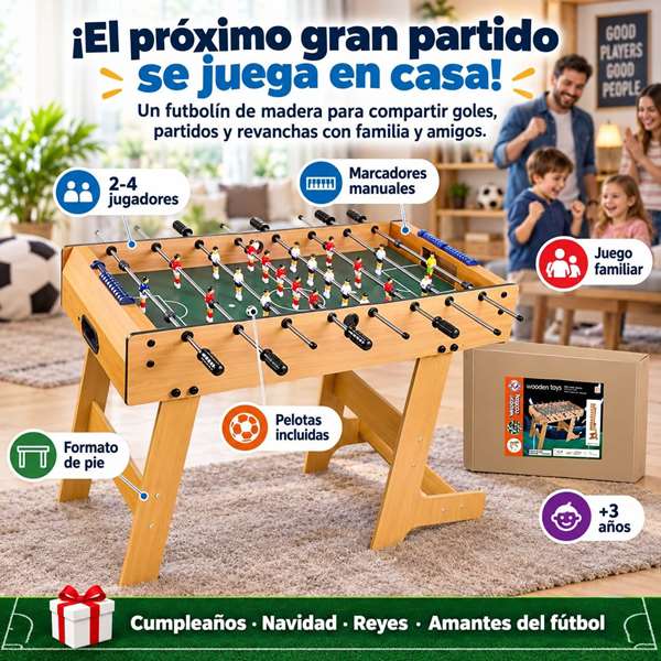 JugaToys Futbolín de madera 121x161x86cm