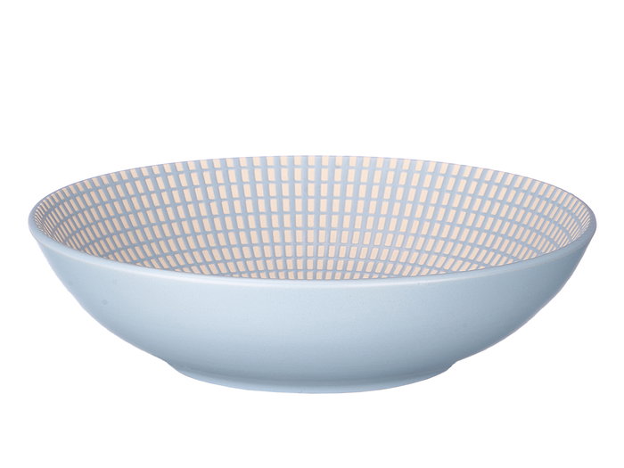 Vessia Assiette Creuse 20,5 cm Bleu Céramique Motif Gravé (Set de 24)
