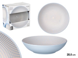 VESSIA Plat creux gravé bleu 20,5 cm