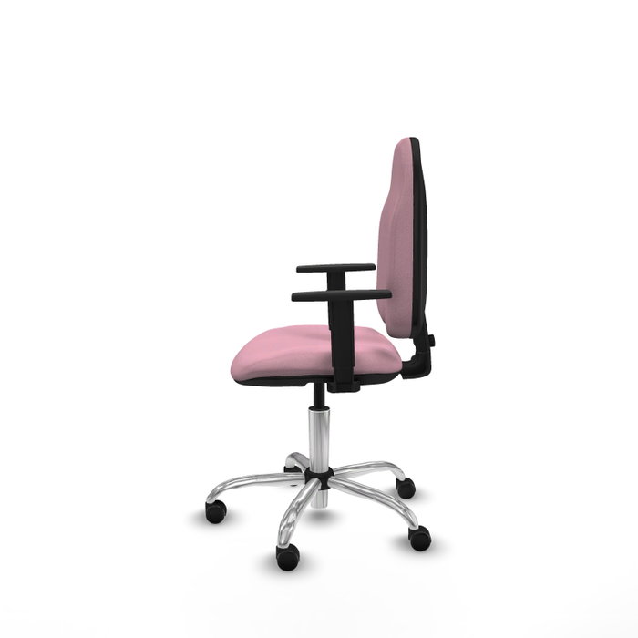 PIQUERAS Y CRESPO Chaise de bureau Algarra, tissu rose, base chromée, accoudoirs 1D