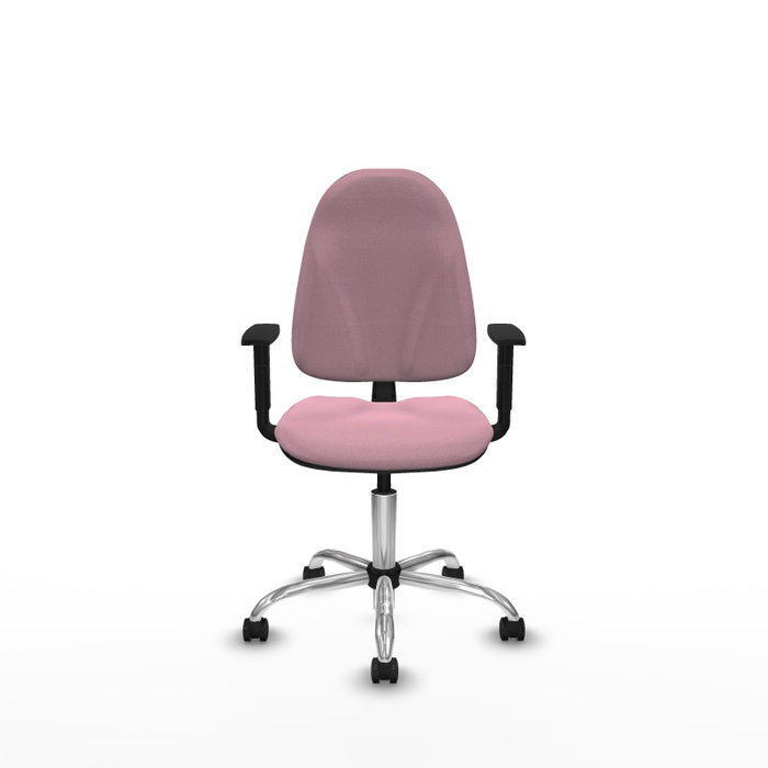 PIQUERAS Y CRESPO Chaise de bureau Algarra, tissu rose, base chromée, accoudoirs 1D