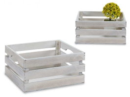 Giftdecor Boîte Blanc Vieilli 21 x 15 x 11 cm Bois Peuplier (Set de 36)