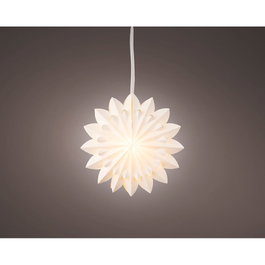 Lumineo Étoile suspendue en papier LED Ø40 x 20.5 cm, lumière blanche chaude, avec piles, pour intérieur