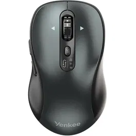 Yenkee YMS 2010BK Souris sans fil rechargeable Bluetooth 5.1 et USB 2.4 GHz, capteur optique réglable 1000-3200 DPI, défilement 4 directions, silencieuse, autonomie 450h