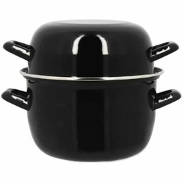 Menastyl Marmite à moules en acier émaillé noir, 2,7L