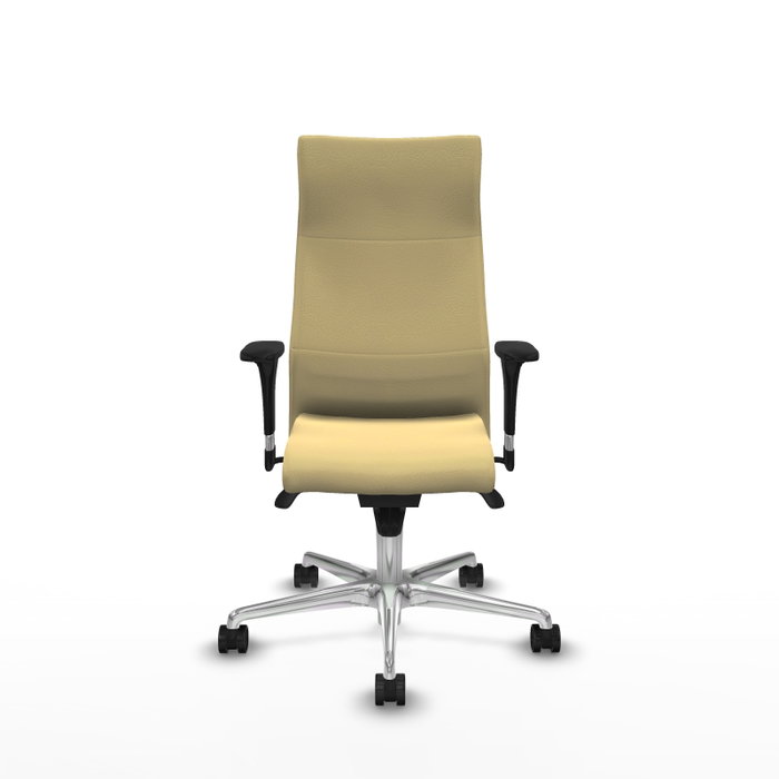 Piqueras Y Crespo Sillón Albacete en similicuir crème avec mécanisme synchrone et base aluminium Piqueras Y Crespo Sillón Albacete en similicuir crème avec mécanisme synchrone et base aluminium