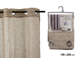 Giftdecor Rideau 140x260 cm 8 Anneaux Beige (Set de 6)