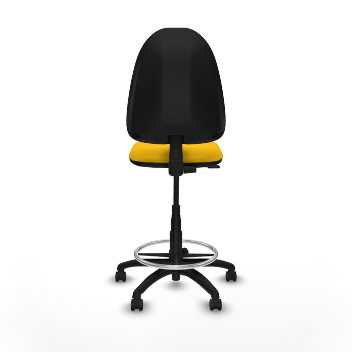 Tabouret Aýna taburete Contact permament de base Tissu Jaune Structure polyamide noire Sans accoudoirs Sans appui-tête Roulettes pour moquette
