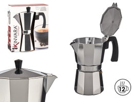 Kinvara Cafetière Aluminium 12 Tasses avec Poignée Argent 650 ml 13x25.5x21 cm (Set de 12)