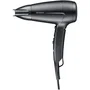 Severin HT 0159 - Sèche-cheveux de voyage compact 1600 W - Poignée pliable avec diffuseur - Noir - Multi-voltage (110/240V)
