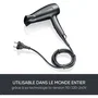 Severin HT 0159 - Sèche-cheveux de voyage compact 1600 W - Poignée pliable avec diffuseur - Noir - Multi-voltage (110/240V)