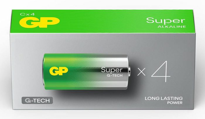 GP Super Alkaline Pile C, 14A/LR14, 4 Piles - Piles Alcalines Super, Longue Durée