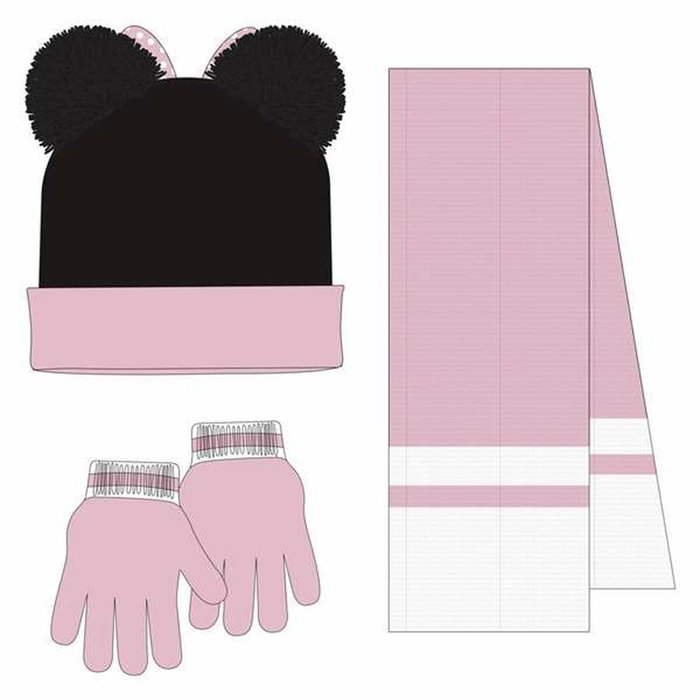 Bonnet et gants Minnie Mouse Rose