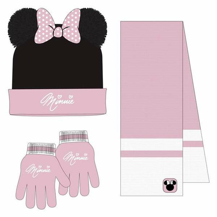 Bonnet et gants Minnie Mouse Rose