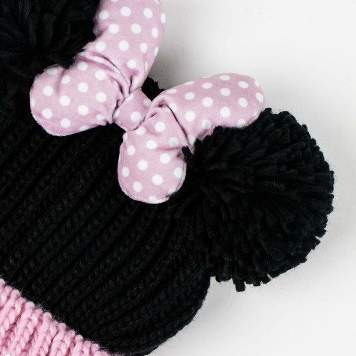 Bonnet et gants Minnie Mouse Rose