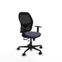 Chaise Jorquera Synchrone/Traslack tissu Gris foncé Maille Noir Base en nylon noir Accoudoir 1D Sans appui-tête Roulettes 65mm nylon