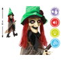BigBuy Home Sorcière Suspendue avec Chapeau Vert, Cheveux Rouges, Lumière et Mouvement (90cm)