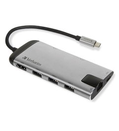 Verbatim Hub multiport USB-C - HDMI 4K, 3x USB 3.0, Ethernet, SD/microSD