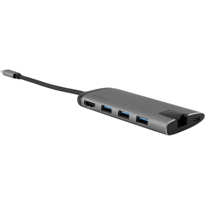 Verbatim Hub USB-C Multiport avec HDMI, Ethernet, USB 3.0 et lecteur SD/microSD Verbatim Hub USB-C Multiport avec HDMI, Ethernet, USB 3.0 et lecteur SD/microSD