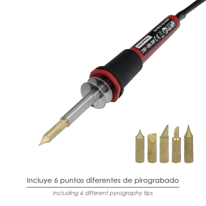 WOLFPACK LINEA PROFESIONAL Soldador et Graveur 30W avec 6 pointes