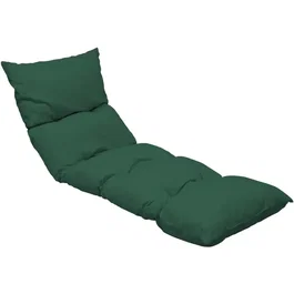 Jardin Privé - Coussin pour Bain de Soleil, Motif Flocons Uni Vert Foncé - 118 x 78 x 54 cm, Polyester/Coton, Garni Flocons de Mousse