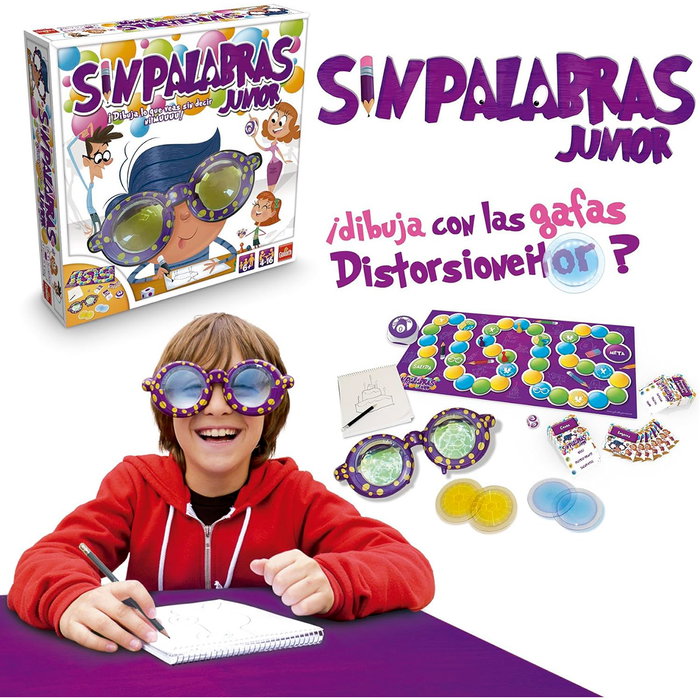 Goliath Sin Palabras Junior 370110 - Jeu de société d'ambiance avec mimes, dessins et lunettes déformantes - Version espagnole - Dès 6 ans Goliath Sin Palabras Junior 370110 - Jeu de société d'ambiance avec mimes, dessins et lunettes déformantes - Version espagnole - Dès 6 ans
