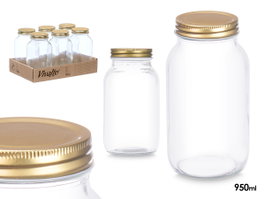 VIVALTO Lot de 12 Bocaux de Conservation 950ml Transparente-Oro