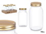 Vivalto Bocal de Conservation 950 ml 9x18x9 cm Verre et Plastique Transparent et Doré (Set de 12)
