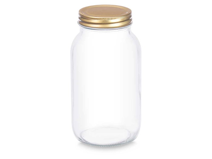 Vivalto Bocal de Conservation 950 ml 9x18x9 cm Verre et Plastique Transparent et Doré (Set de 12) Vivalto Bocal de Conservation 950 ml 9x18x9 cm Verre et Plastique Transparent et Doré (Set de 12)