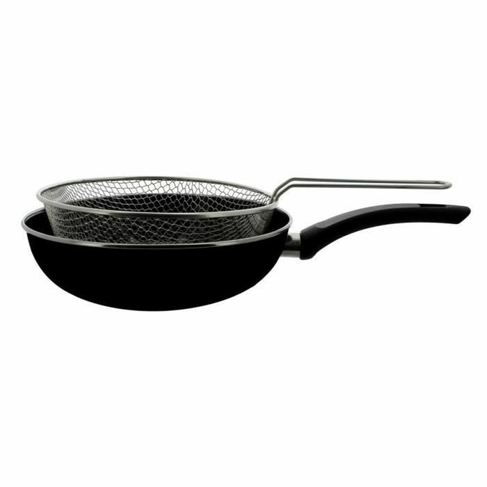 Menastyl Poêle à frire en acier émaillé Noir 26 cm