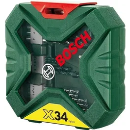 Bosch Coffret X-Line Classic 34 Pièces - Embouts de Vissage, Forets à Bois, Métal et Maçonnerie, Douilles - Porte-Embout Magnétique - Pour Perçage et Vissage