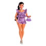 Mattel Barbie Deluxe Style Jfp43 - Poupée avec Ensemble Métallisé Violet, Top à Volants, Short et Accessoires