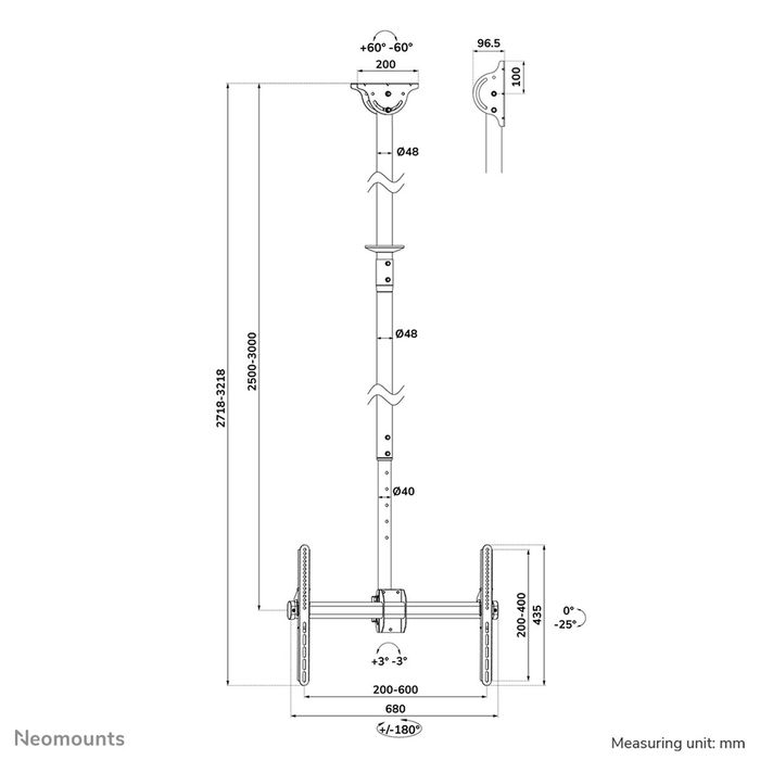 Support de table d'écran Neomounts CL35-440BL16XL 70" 37" 50 kg Support de table d'écran Neomounts CL35-440BL16XL 70" 37" 50 kg