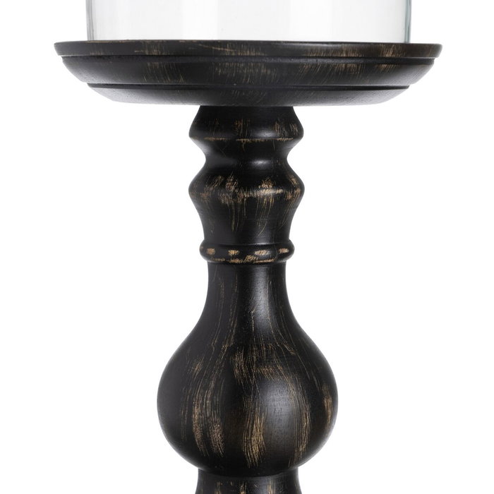 BigBuy Home Bougeoir Noir Bois Verre 18 x 18 x 47 cm BigBuy Home Bougeoir Noir Bois Verre 18 x 18 x 47 cm