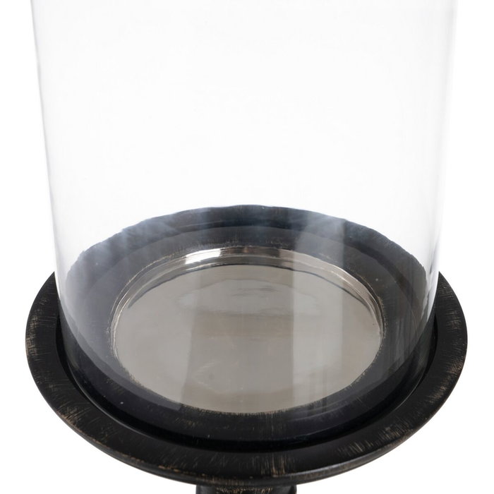 BigBuy Home Bougeoir Noir Bois Verre 18 x 18 x 47 cm BigBuy Home Bougeoir Noir Bois Verre 18 x 18 x 47 cm