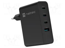 NATEC NUC-2234 Chargeur USB GaN 4 ports noir