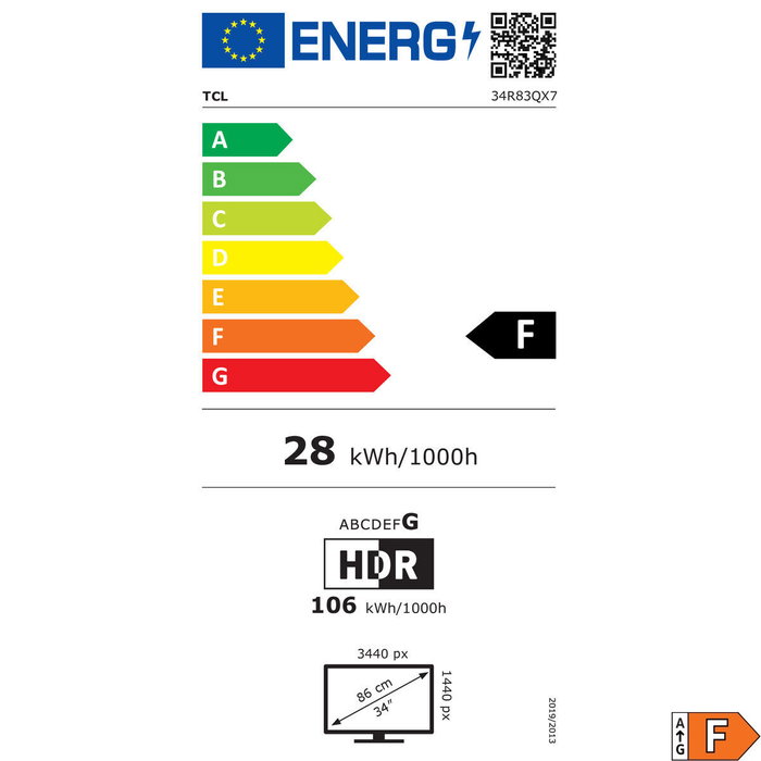 Écran TCL 34R83Q LCD 37"