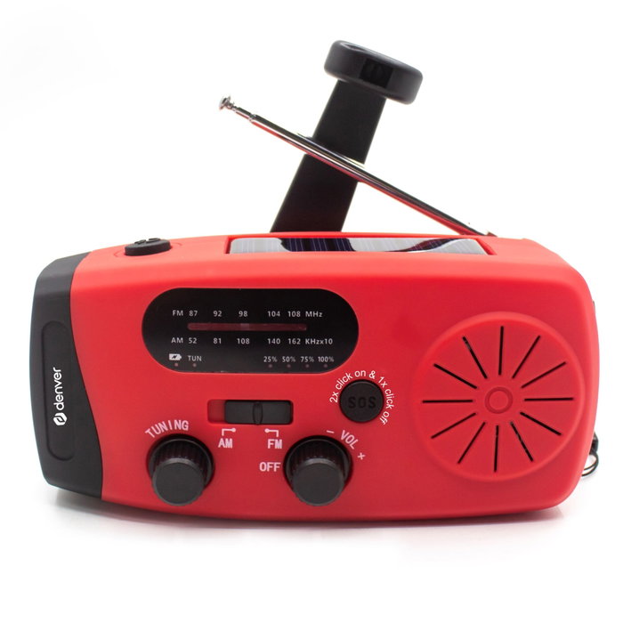 Denver SCR-2007 Radio avec panneau solaire et manivelle