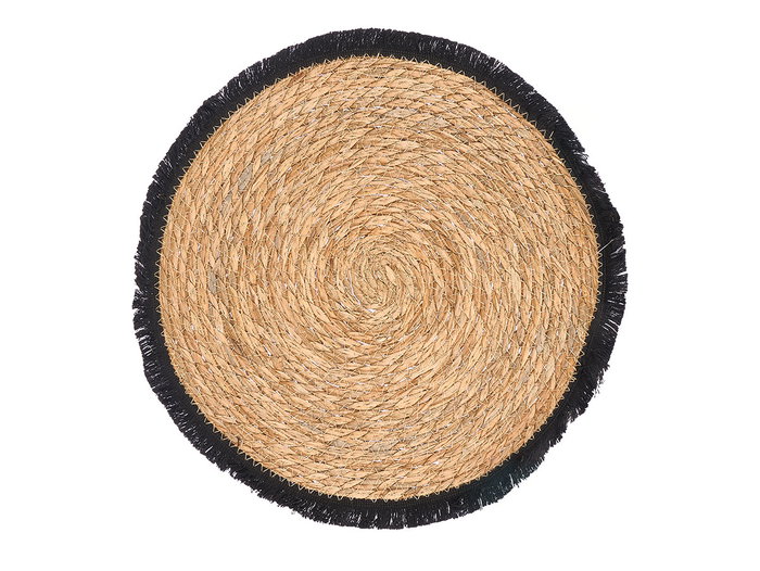 Kinvara Salvamantel 38 cm avec Franges Noir et Naturel en Enea et Coton (Set de 24)