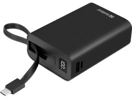 Sandberg Powerbank 20000 mAh avec câble intégré - Recharge Rapide PD 20W - Ports USB-A et USB-C - Batterie portable pour smartphone et tablette