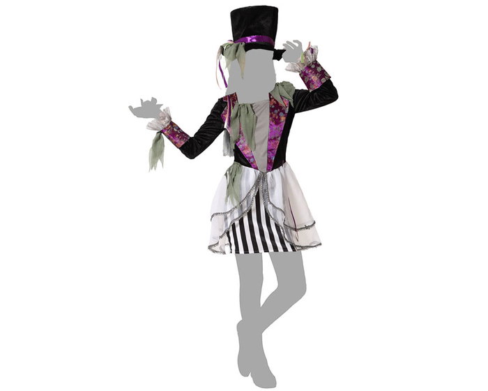 Déguisement Halloween Sombrerera Loca Enfant Fille 3-4 Ans - Ensemble Vestido et Sombrero, Thématique Alice au Pays des Merveilles