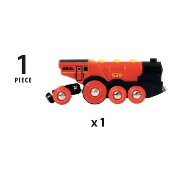BRIO 33592 Locomotive à Piles Rouge Puissante - Circuit de Train en Bois - Jouet pour Enfants Dès 3 Ans