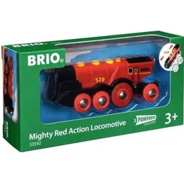 BRIO 33592 Locomotive à Piles Rouge Puissante - Circuit de Train en Bois - Jouet pour Enfants Dès 3 Ans