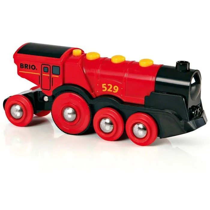 BRIO 33592 Locomotive à Piles Rouge Puissante - Circuit de Train en Bois - Jouet pour Enfants Dès 3 Ans