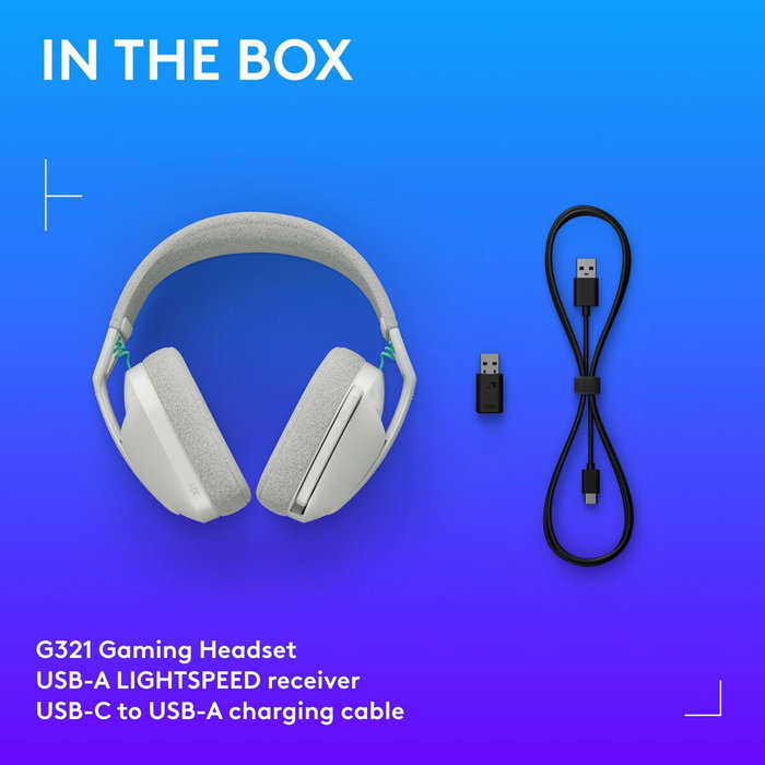 Logitech G G321 LIGHTSPEED Blanc Casque Gamer Sans Fil Bluetooth/LIGHTSPEED Edition Blanche Logitech G G321 LIGHTSPEED Blanc Casque Gamer Sans Fil Bluetooth/LIGHTSPEED Edition Blanche