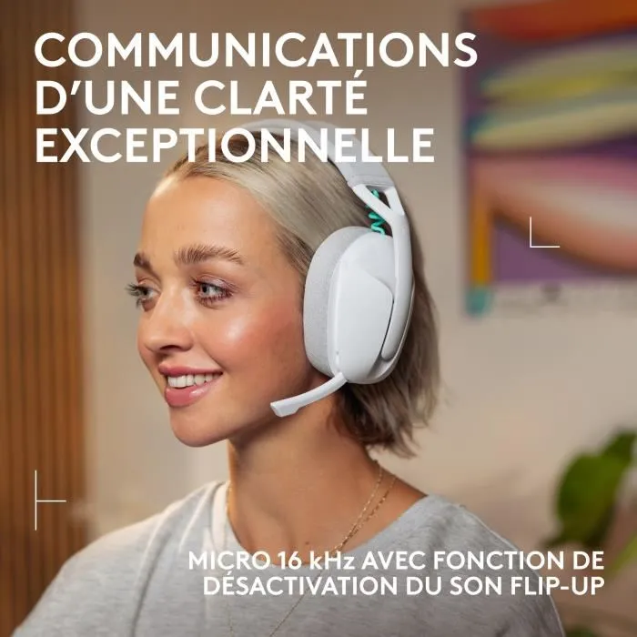 Logitech G G321 Lightspeed - Casque Gamer Sans Fil (Bluetooth) - Micro Flip-Up - 20h Autonomie - Confortable 210g - Blanc