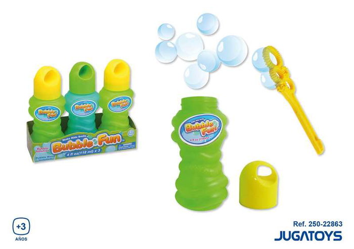 JugaToys Lot de 3 bouteilles de bulles de savon de 118 ml