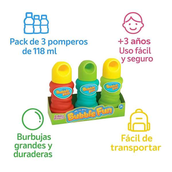 JugaToys Lot de 3 bouteilles de bulles de savon de 118 ml